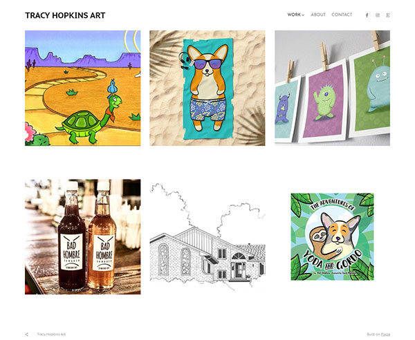 Tracy Hopkins - Art Designer website gebouwd op Pixpa