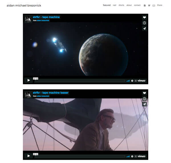 Aidan Brezonick Portfolio Website Examples