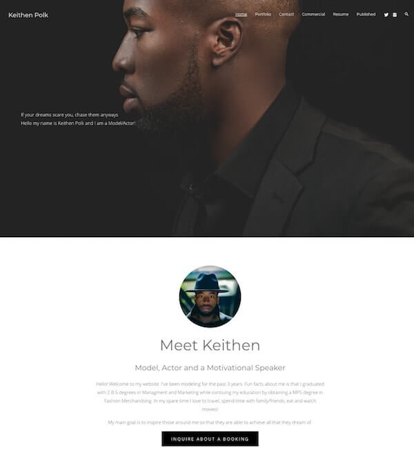 Exemplos do Keithen Polk Portfolio Website