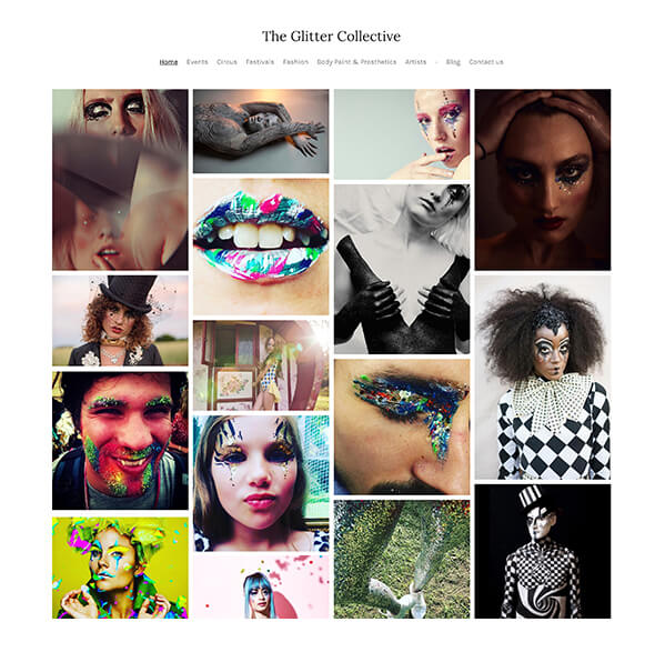 Ejemplos de sitios web de la cartera del Colectivo Glitter
