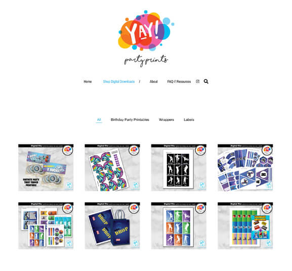 Yay Party Prints Portfolio Website Voorbeelden