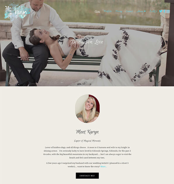 Exemplos do site da Karyn Portfolio