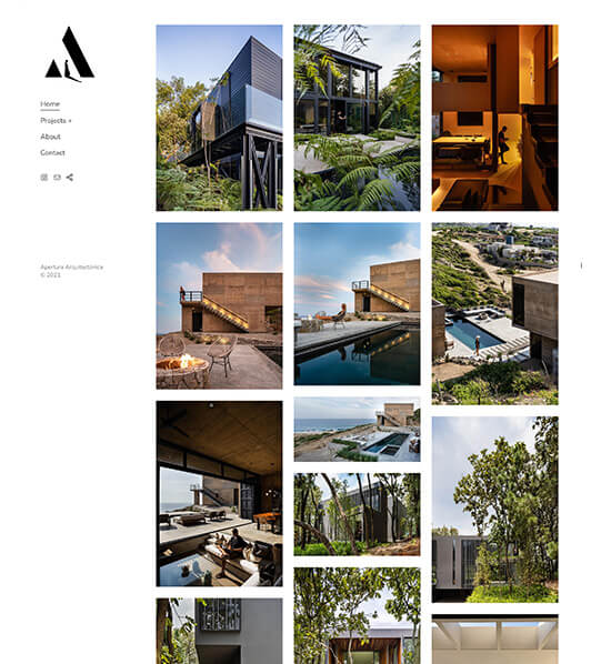 Exemplos do website Apertura Arquitectonica Portfolio