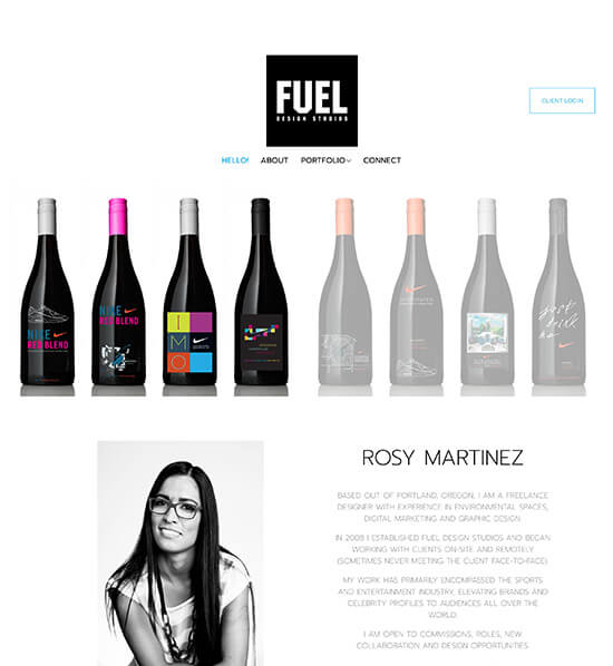 Exemplos do website Rosy Martinez Portfolio