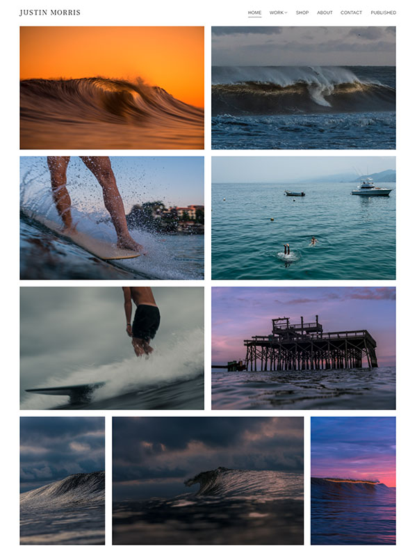 Justin Morris - Website de fotografia construído em pixpa