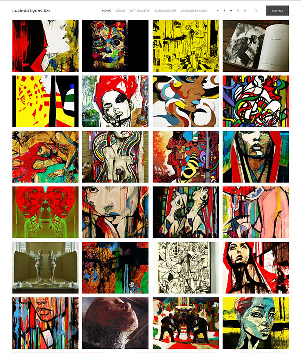 Lucinda Lyons - Artista Designer sito web portfolio costruito su Pixpa