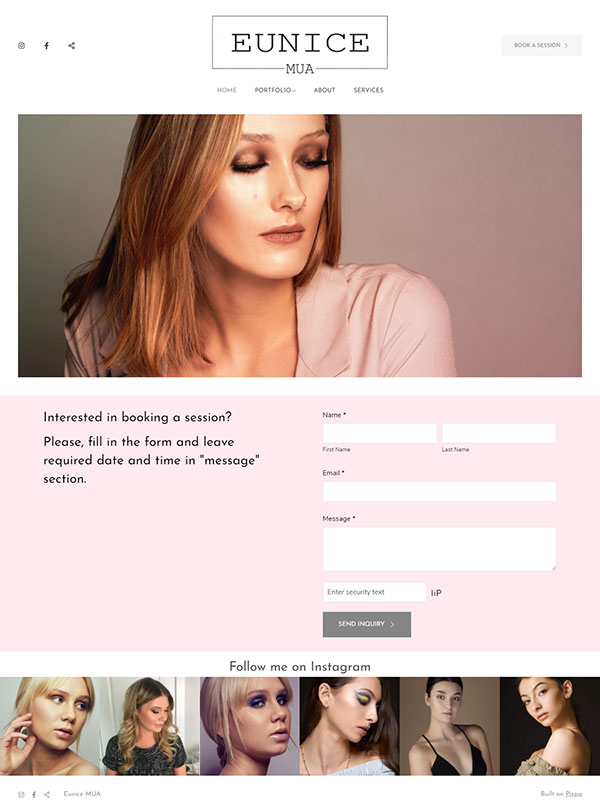 Eunice MUA - Sitio web de la cartera de maquilladores - Pixpa