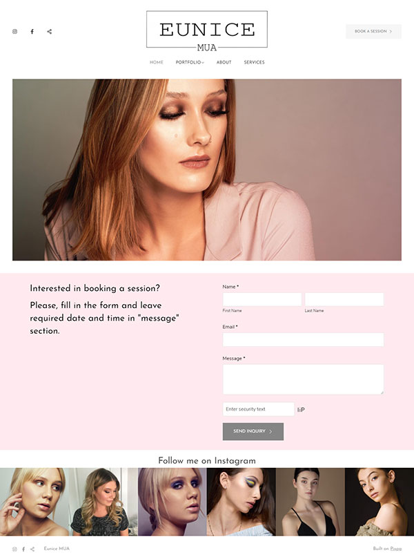 Eunice MUA Portfolio Website Examples