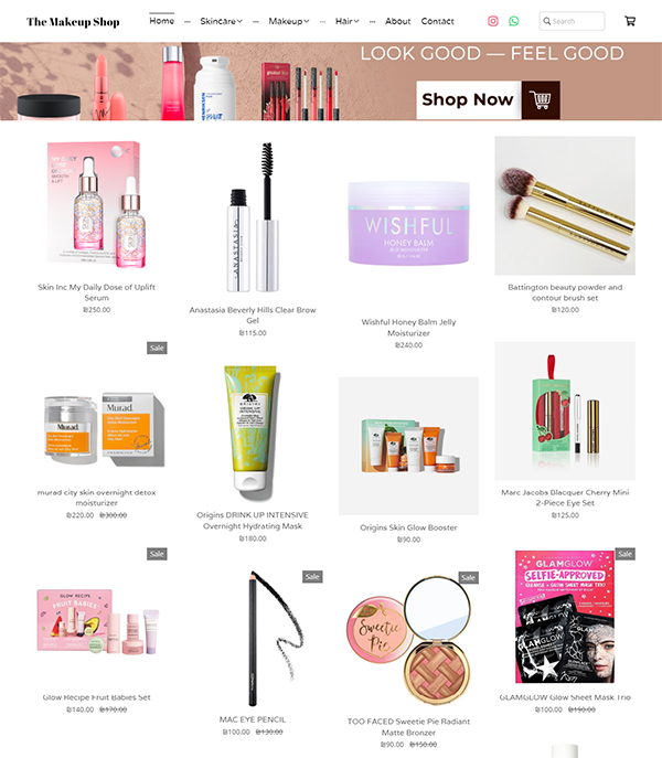 The Makeup Shop - Boutique de maquillage et de soins pour la peau construite sur Pixpa