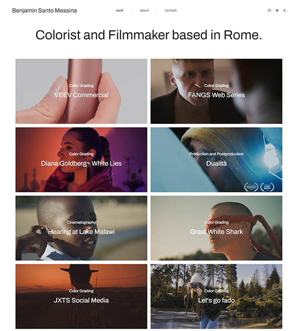 Benjamin Santo Messina - Film Makers Portfolio Website - pixpa