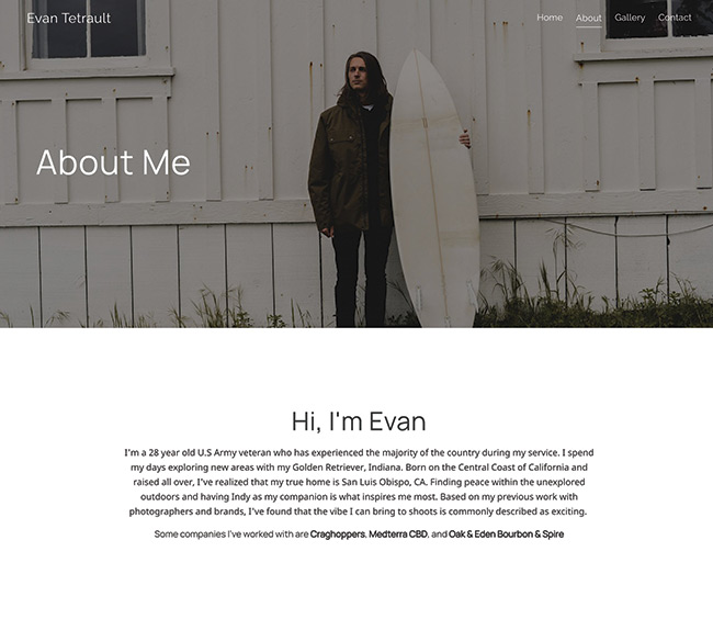 Evan Tetrault About Me Page