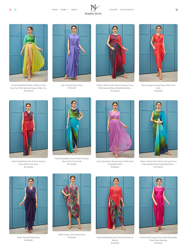Naina Seth - Loja de Vestuário para estilistas - Pixpa