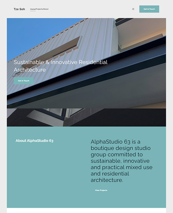 Tze - Website des Architekturbüros auf pixpa