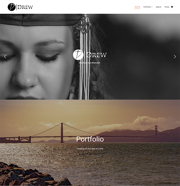 Drew the Photographers personal website on Pixpa