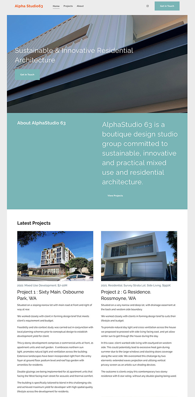 Tze Soh - Sustainable & Innovative Residential Architecture Portfolio Website