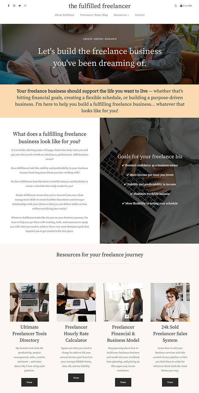 Kathleen - Founder, The Fulfilled Freelancer Portfolio Website