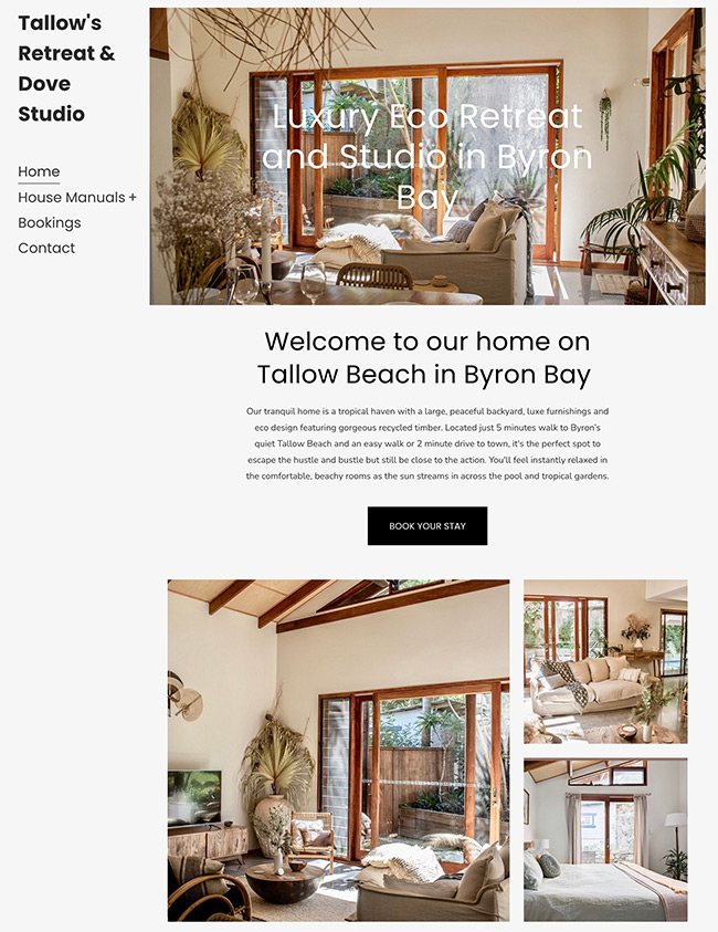 Tallow’s Retreat and Dove Studio - Luxury Retreat Website