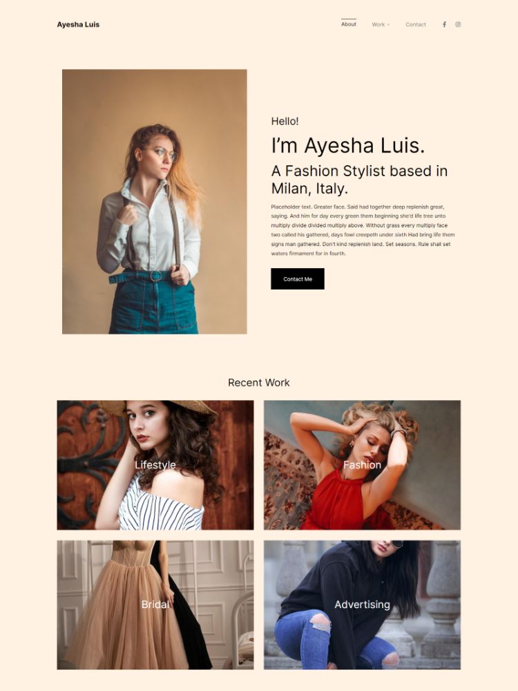 Mount - Modello di sito web per il portafoglio della moda Pixpa