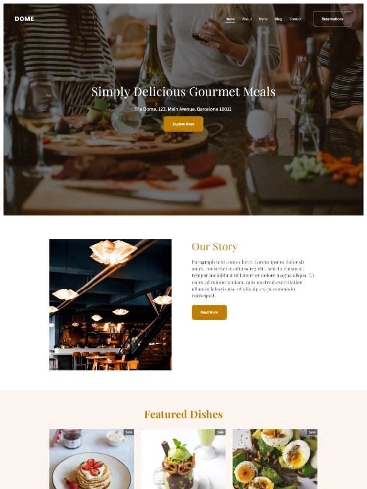 Dome - Modelo de Website Pixpa Small Business
