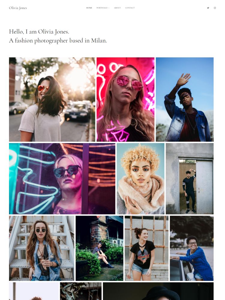 Grand - Pixpa Fashion Portfolio Modelo de Website