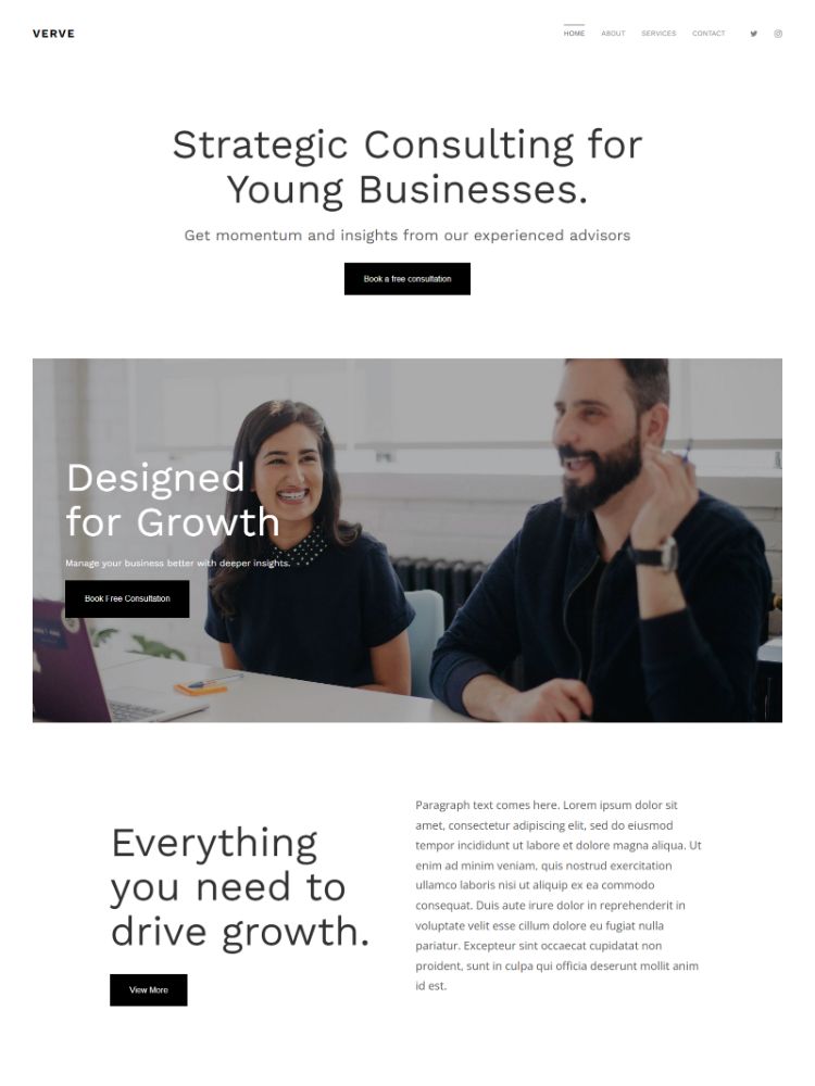 Verve - Pixpa Website Sjabloon voor Kleine Bedrijven