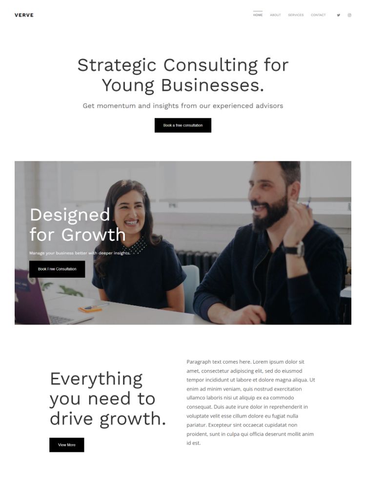 Verve - Pixpa Small Business Website Template