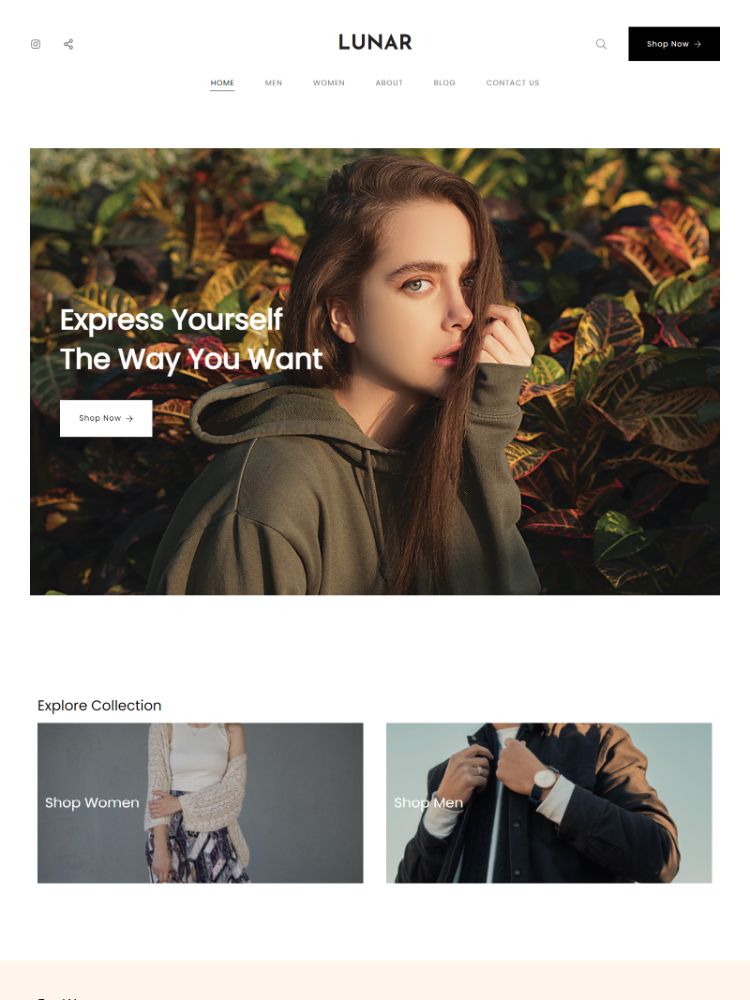 Lunar - Pixpa Fashion Portfolio Website Template