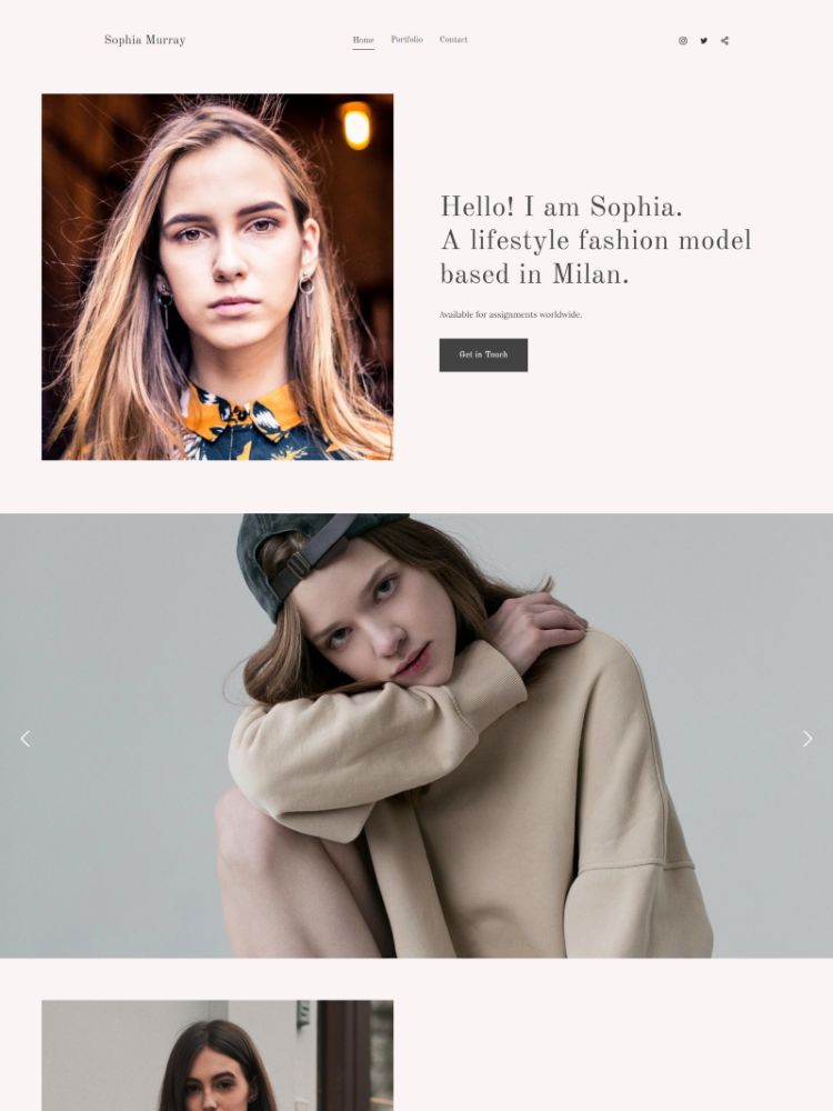 Murray - Modello di sito web per il portafoglio della moda Pixpa
