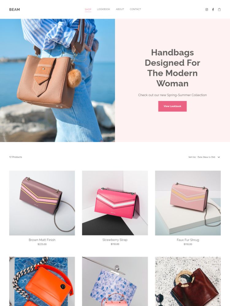 Beam - Modello di sito web per negozio e-commerce Pixpa