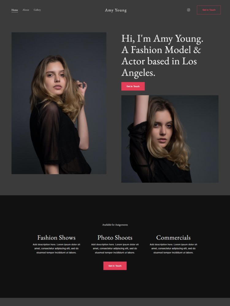 Elan - Pixpa Fashion Portfolio Website Template