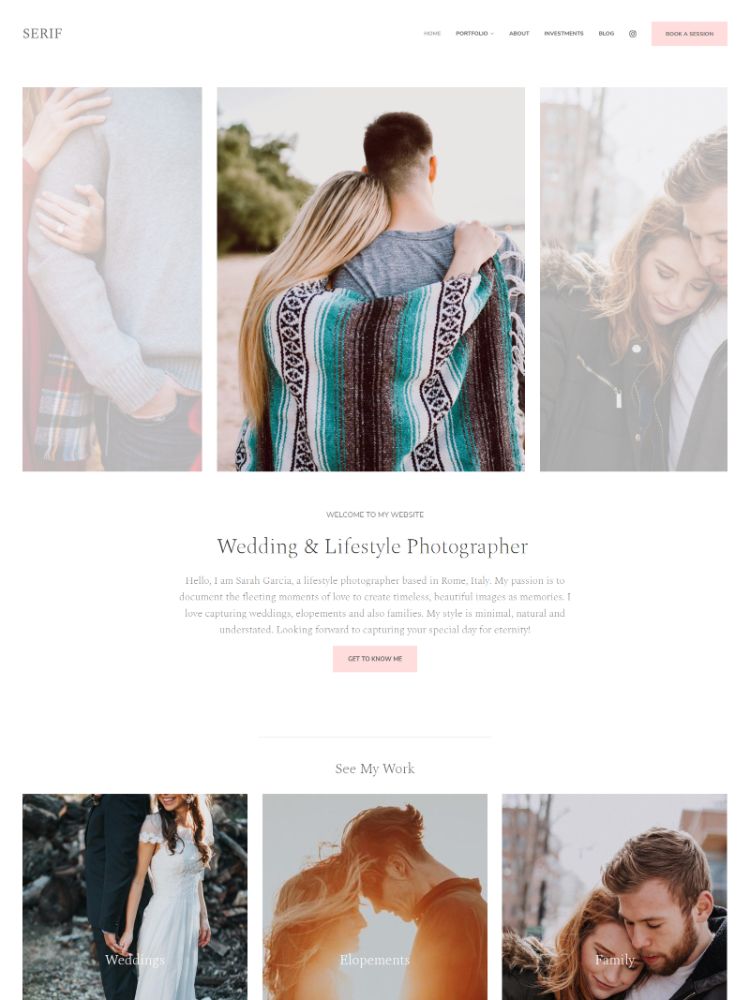 Serif - Pixpa Wedding Portfolio Website Template