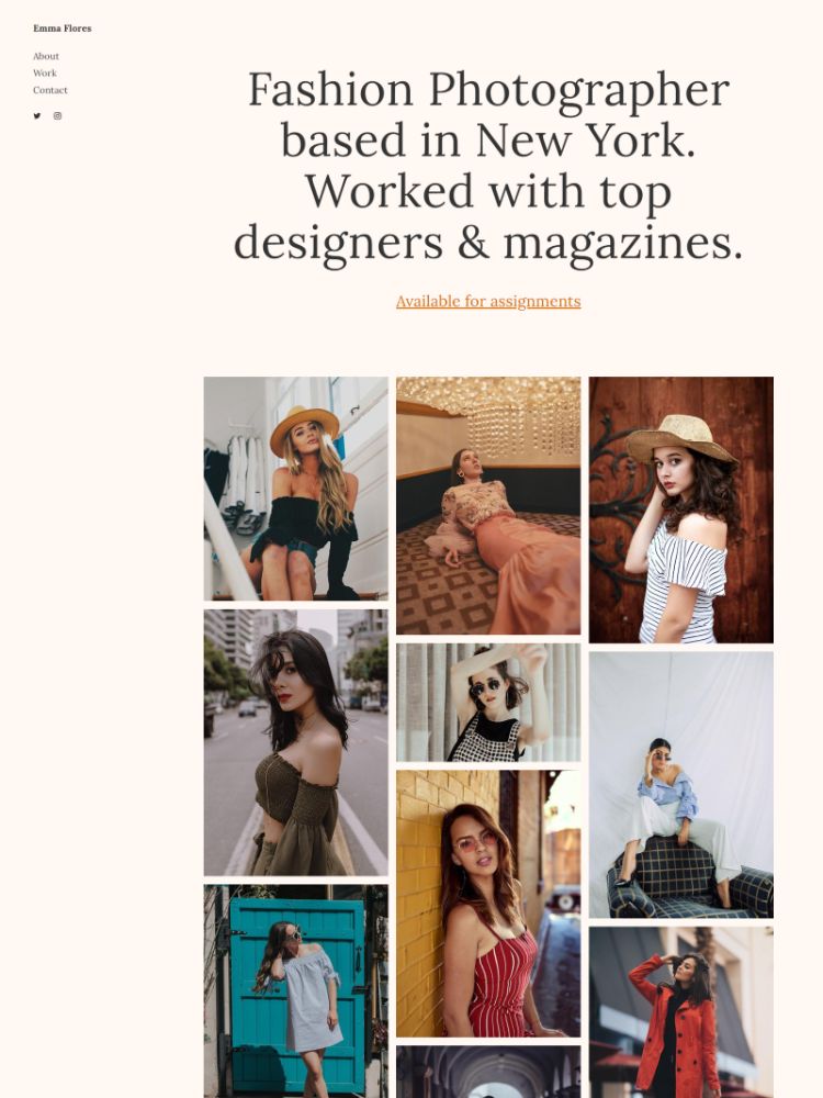 Calico - Pixpa Fashion Portfolio Modelo de Website