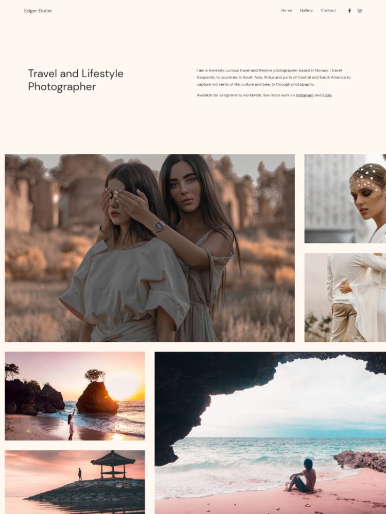 Atelier - Modèle de site web de portfolio de mariage Pixpa