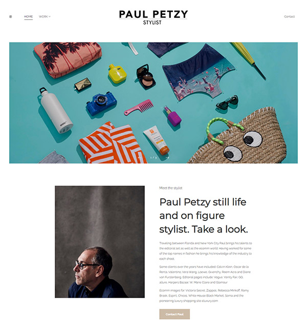 Esempi di siti web del portafoglio di Paul Petzy