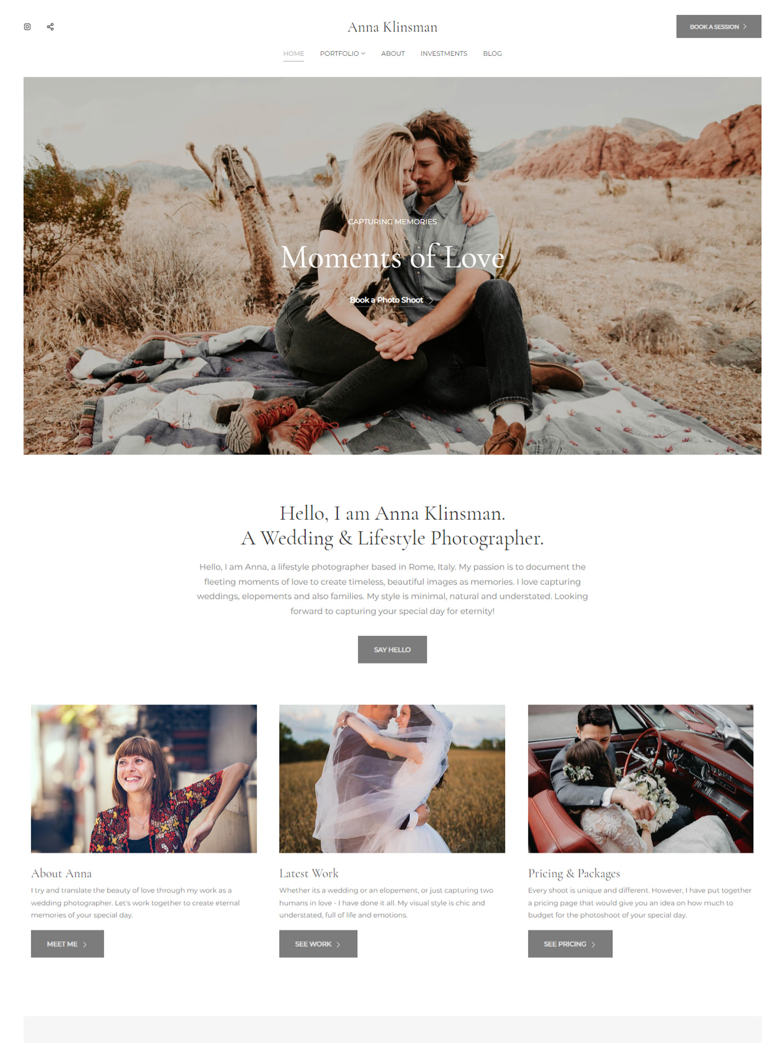 Color - Pixpa Wedding Portfolio Website Template