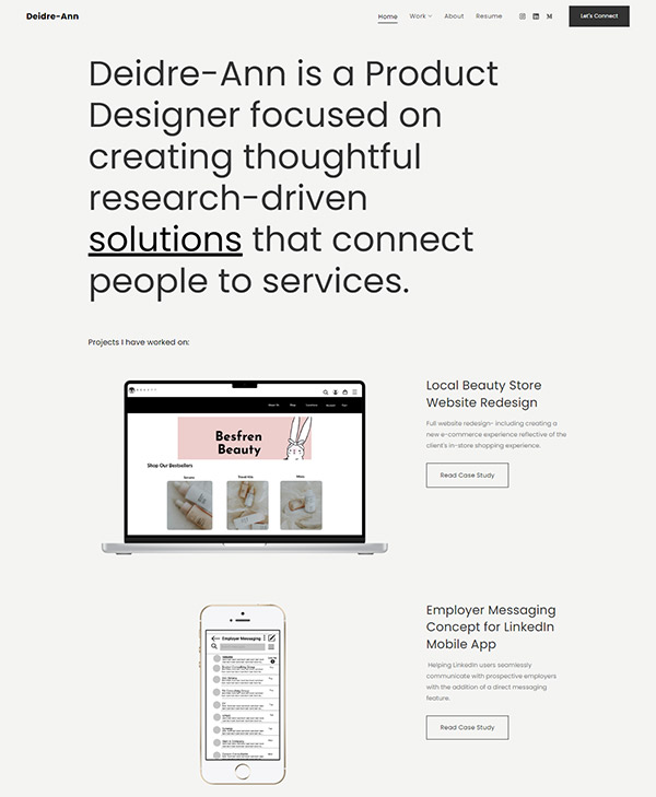 Deidre-Ann Fuller Portfolio Website Examples