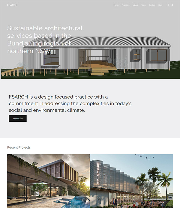 Exemplos de websites da FSARCH Portfolio