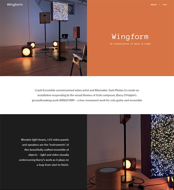 Exemplos de websites Wingform Portfolio
