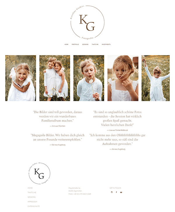 Karoline Giokas Portfolio Website Voorbeelden