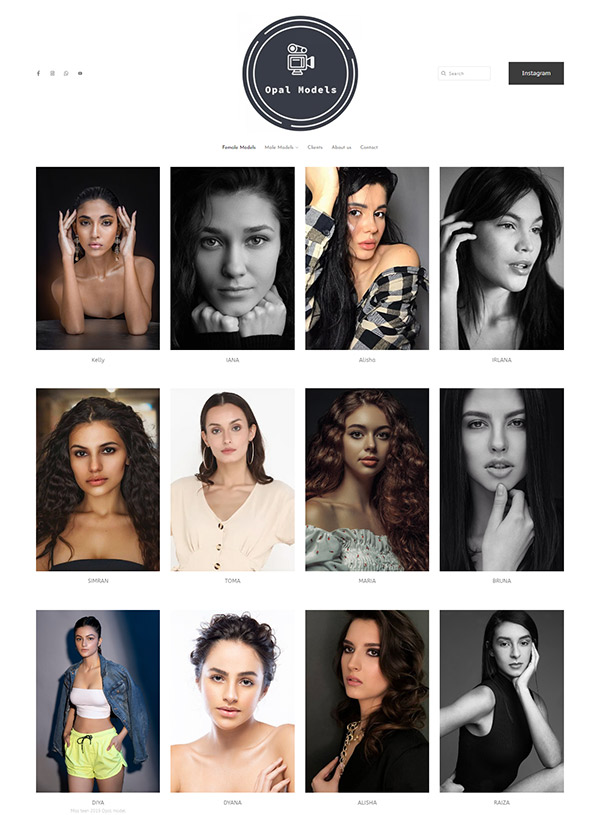 Opal Models Portfolio Exemples de sites web