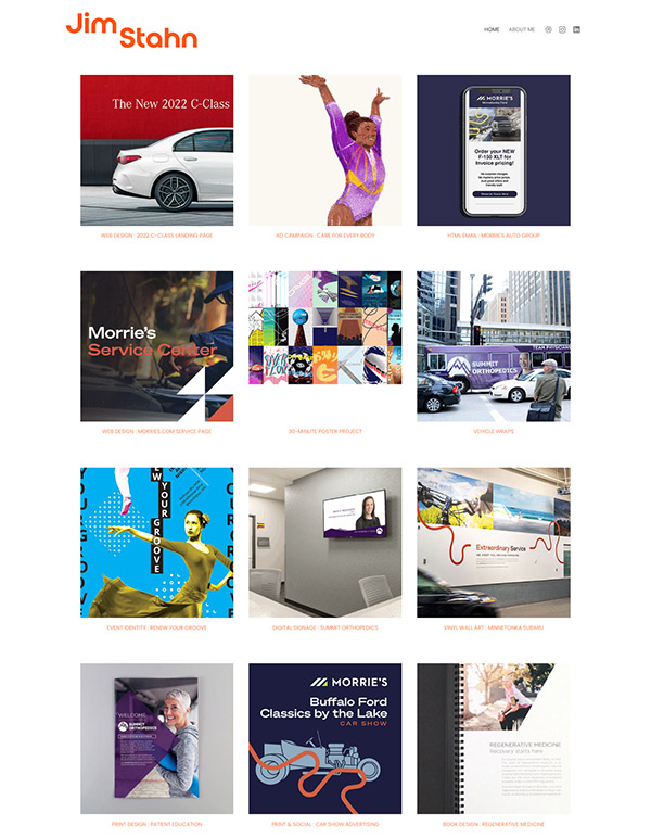 Jim Stahn Portfolio Website Examples