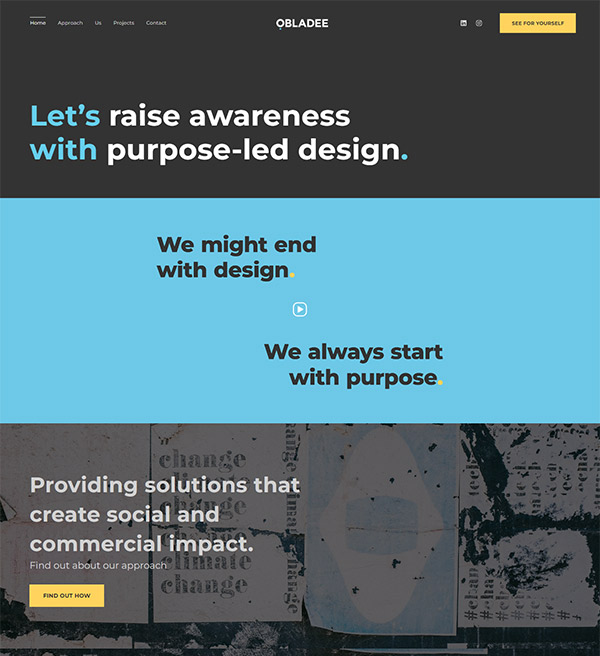 Ejemplos de sitios web de la cartera de diseño de Obladee