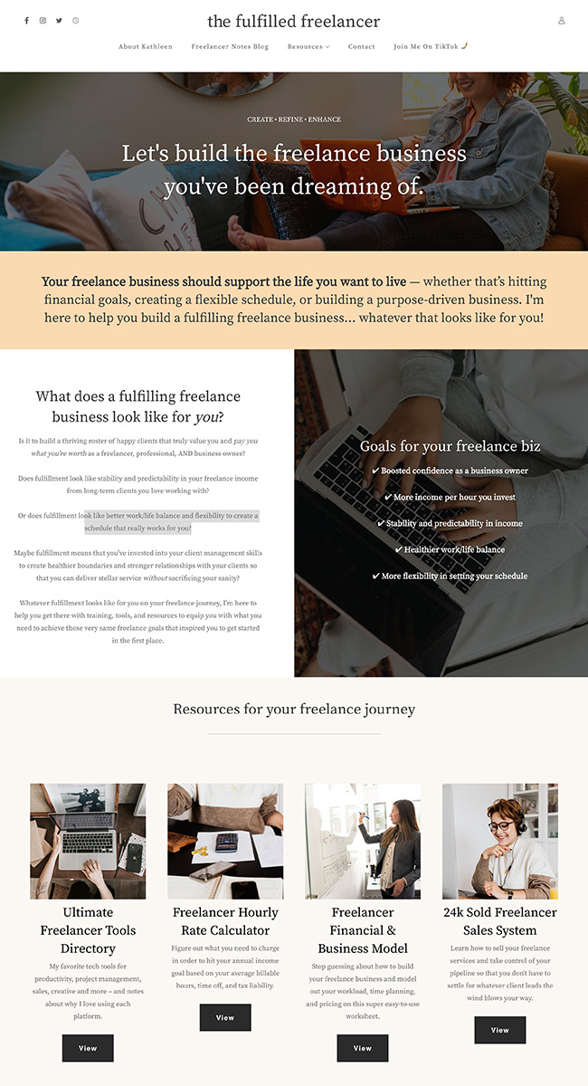 The Fulfilled Freelancer - copywriting portfolio example