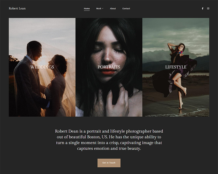 Titan - Modello di sito web di portafoglio per matrimoni Pixpa