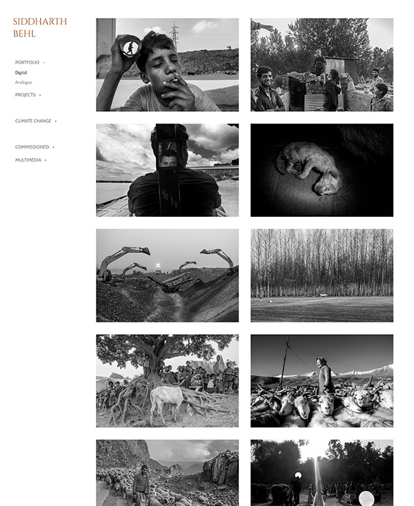 Exemplos do site Siddharth Behl Portfolio