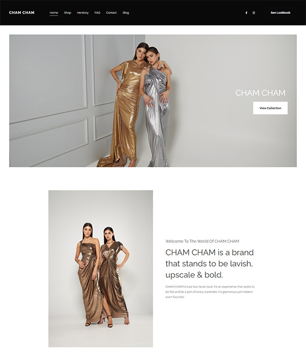 Exemplos de websites Cham Portfolio
