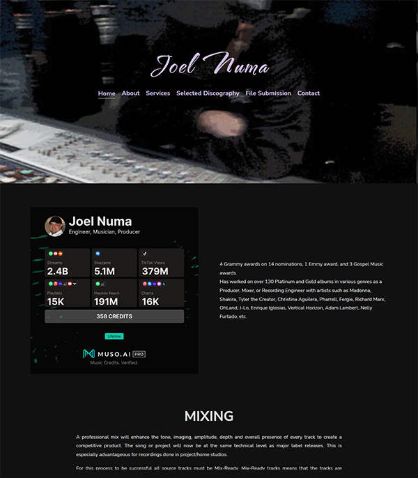 Joel Numa Portfolio Website Beispiele