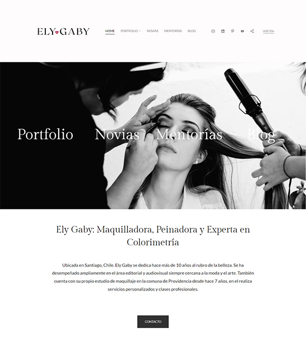 Exemplos do website Ely Gaby Portfolio